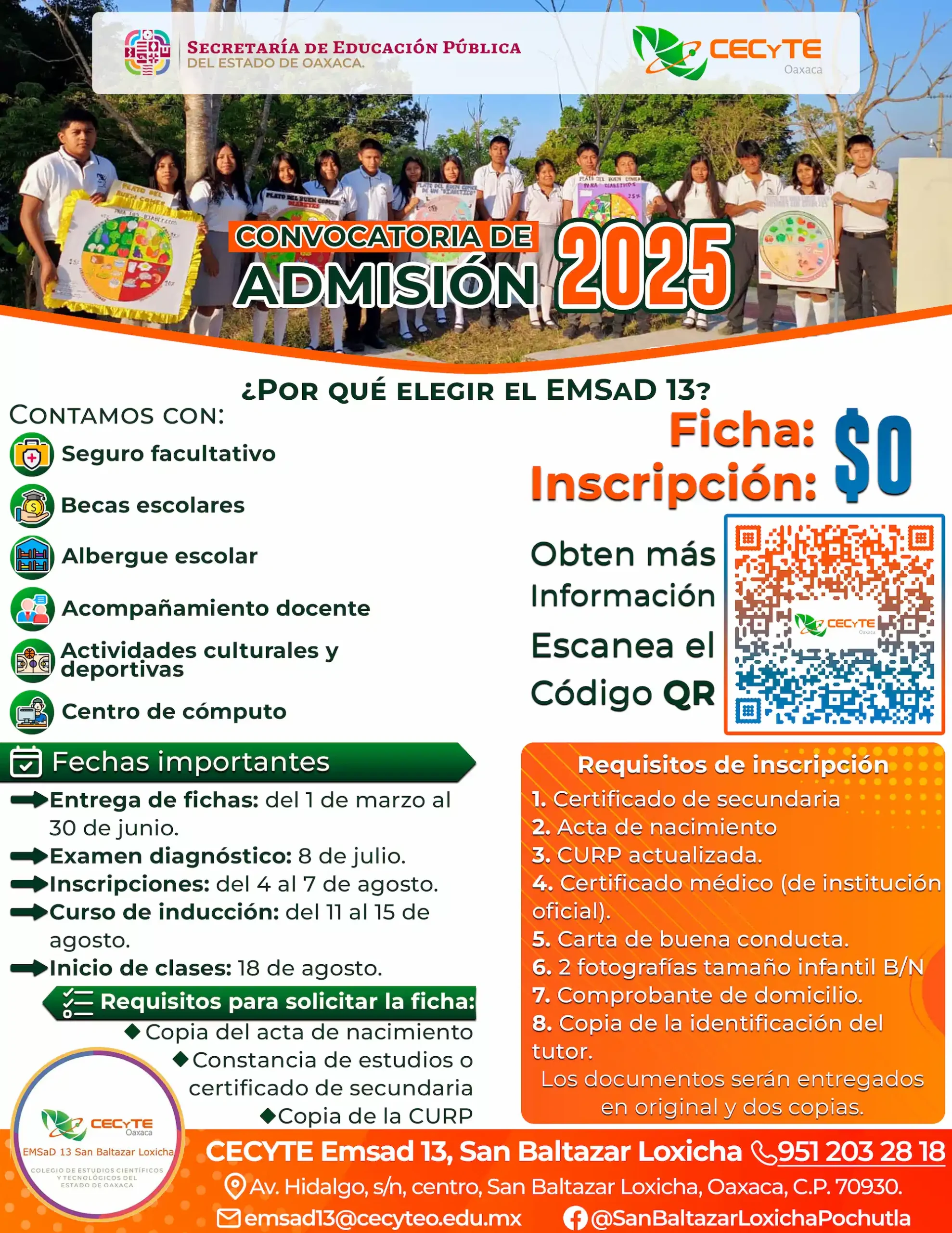 ¡Convocatoria de Inscripción al EMSaD 13 – CECYTE!